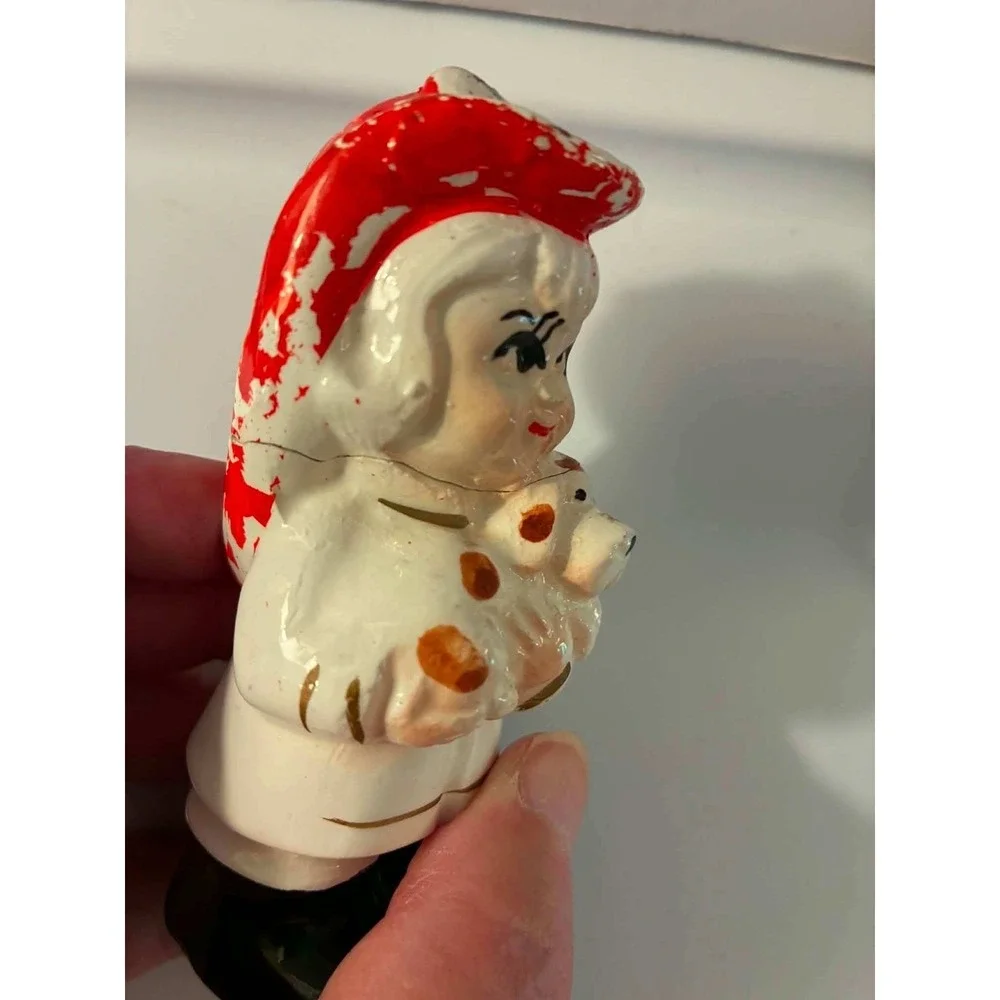 Vintage Japan Salt & Pepper Shakers Set Red Firefighter Boy & Girl Figurines